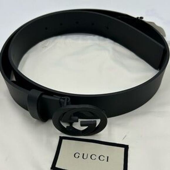 Men's Gucci interlocking G black leather belt size 90 cm/36 inch made in Italy - Picture 9 of 12